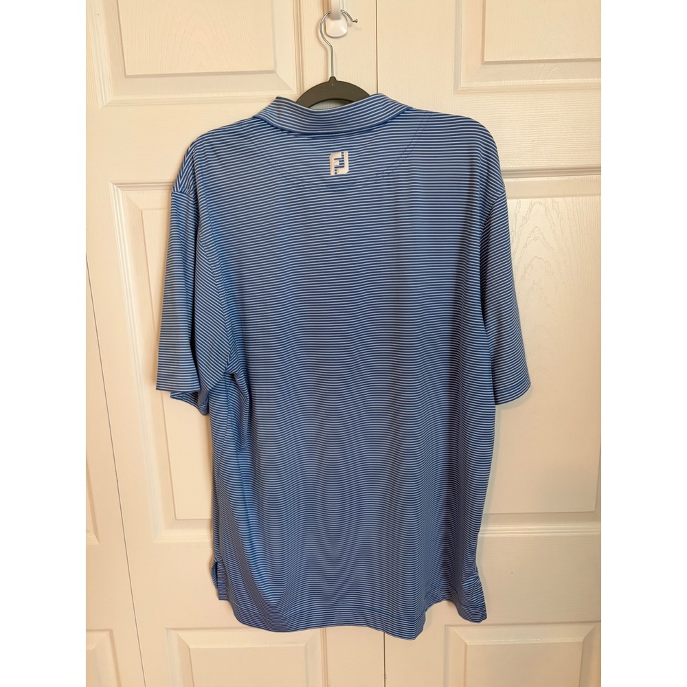 FootJoy Mens ProDry Striped Golf Polo Shirt Blue White Large Short Sleeve FJ - Picture 3 of 8